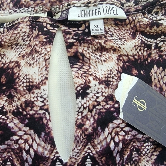 Jennifer Lopez NWT XL animal print ong sleeve midi dress, neckline cutouts - Picture 5 of 13